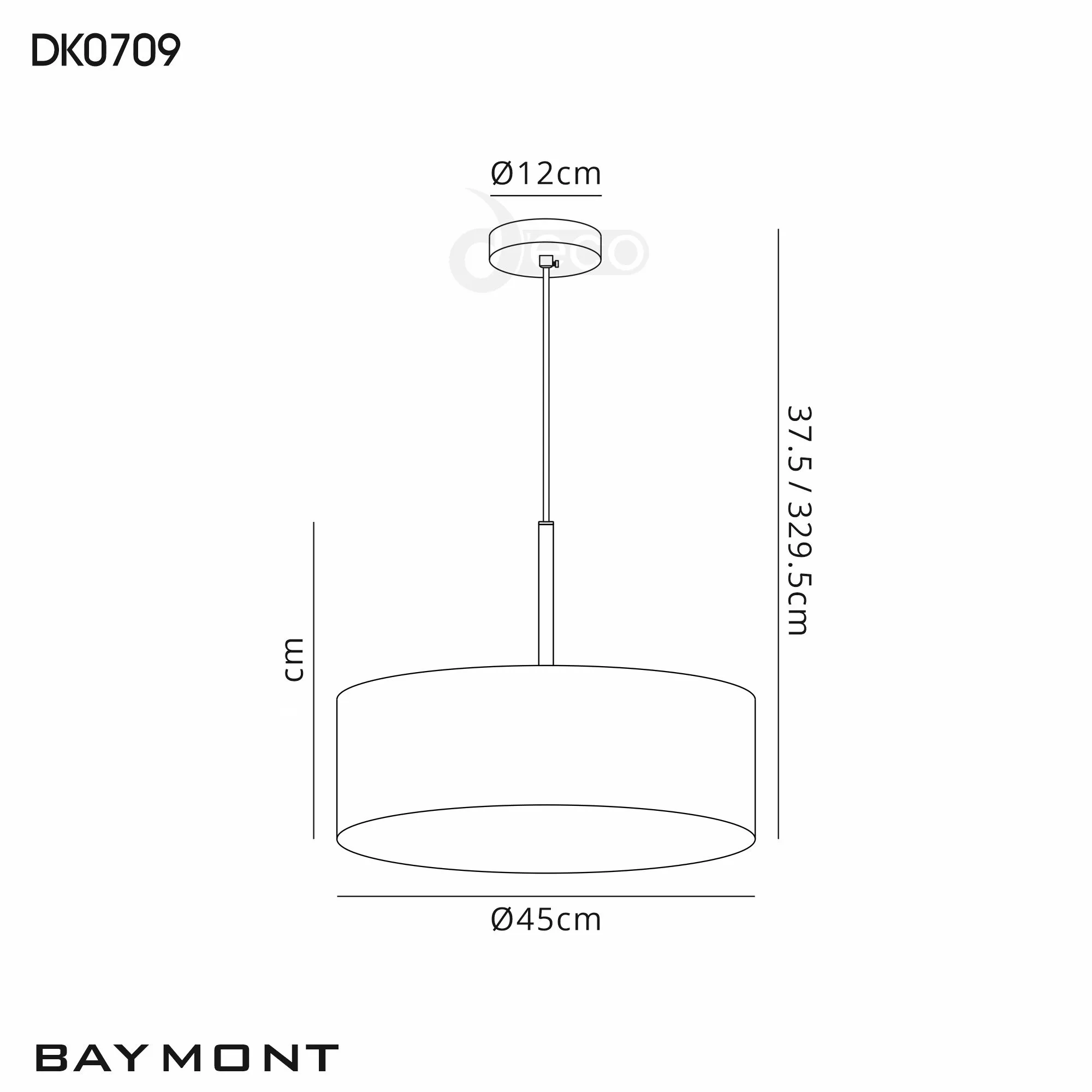 Baymont 45cm 3 Light Pendant Antique Brass; White DK0709  Deco Baymont AB WH